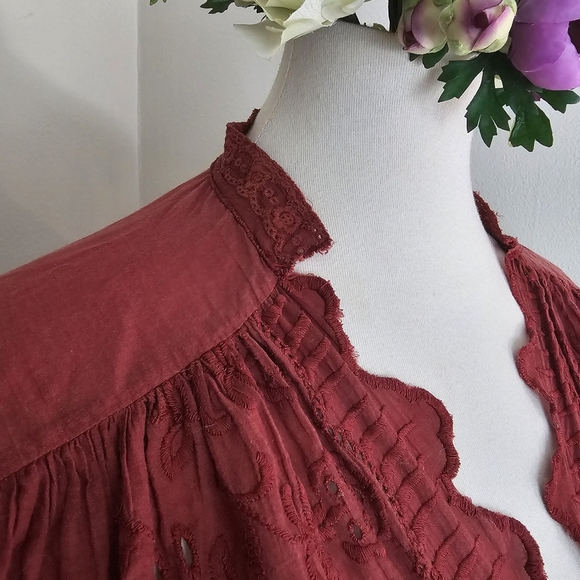 Free People Boho Embroidered Eyelet Top - Picture 11 of 15